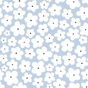 Daisy || White Daisies on Fog Blue || Daisy Age Collection by Sarah Price