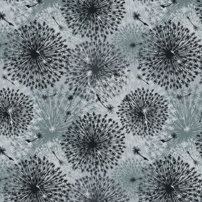 Dandelion Flourishes Slate Grey/Gray Blues #697A7E