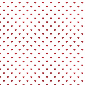  Mini Poppy Red Valentines Polkadot Love Hearts on White Background