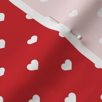  Mini White Valentines Polkadot Love Hearts on Poppy Red Background