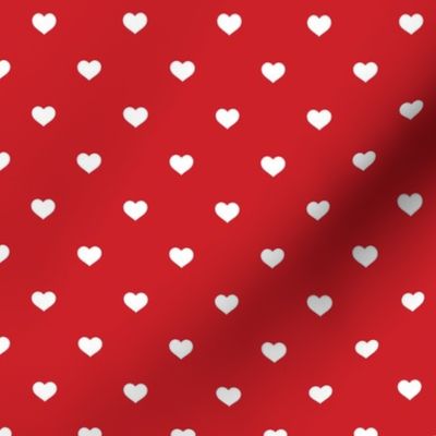  Mini White Valentines Polkadot Love Hearts on Poppy Red Background