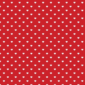  Mini White Valentines Polkadot Love Hearts on Poppy Red Background