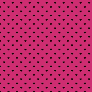  Mini Black Valentines Polkadot Love Hearts on Bubble Gum Pink Background