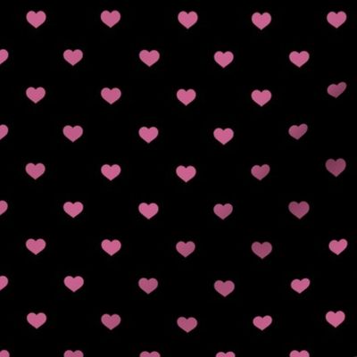 Mini Peony Color Valentines Polkadot Love Hearts on Black Background