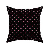 Mini Peony Color Valentines Polkadot Love Hearts on Black Background