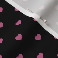 Mini Peony Color Valentines Polkadot Love Hearts on Black Background