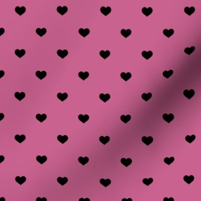  Mini Black Color Valentines Polkadot Love Hearts on Peony Background