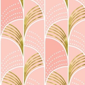 Ebb and Flow - Art Deco Geometric Blush Pink Gold Regular Scale