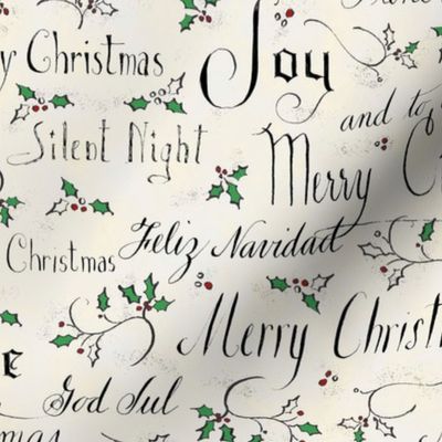 Vintage Merry Christmas Greetings with Holly 2