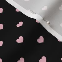  Mini Cotton Candy Pink Valentines Polkadot Love Hearts on Black Background