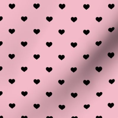  Mini Black Valentines Polkadot Love Hearts on Cotton Candy Background