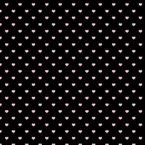  Mini Blush Pink Valentines Polkadot Love Hearts on Black Background