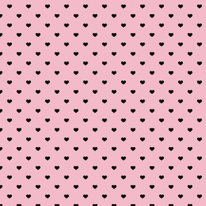  Mini Black Valentines Polkadot Love Hearts on Blush Pink Background
