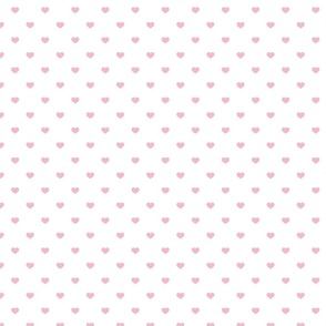  Mini Blush Pink Valentines Polkadot Love Hearts on White Background