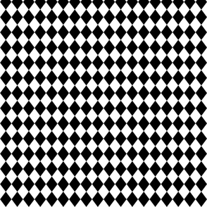 Small Black and White Diamond Harlequin Check Pattern