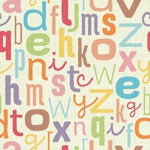 Letters of The Alphabet A-Z, Rainbow (Linen Effect)