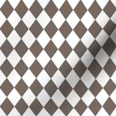 Small Bark and White Diamond Harlequin Check Pattern