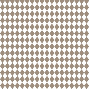 Small Mushroom and White Diamond Harlequin Check Pattern