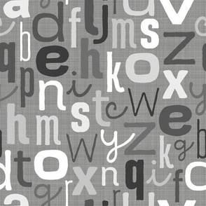 Letters of The Alphabet A-Z, Monochrome (Linen Effect)