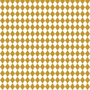 Small Mustard and White Diamond Harlequin Check Pattern