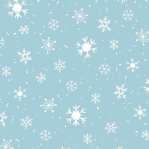 Hand Drawn Snowflakes And Snow Light Blue Medium