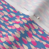 Raindrops - cream white, hot pink and light pink on light blue - small