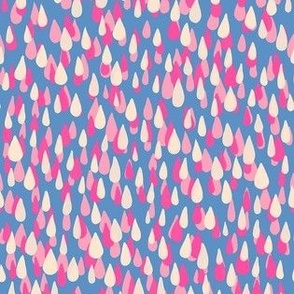 Raindrops - cream white, hot pink and light pink on light blue - small