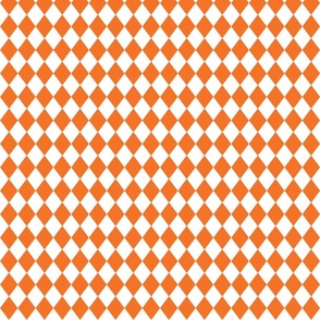 Small Carrot and White Diamond Harlequin Check Pattern