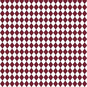 Small Wine and White Diamond Harlequin Check Pattern