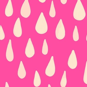 Simple raindrops - cream white on hot pink - large jumbo scale 