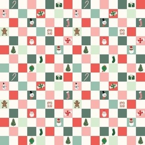 1/2" christmas icon checkerboard