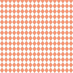 Small Peach and White Diamond Harlequin Check Pattern