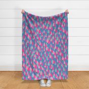 Raindrops - hot pink, soft turquoise and light pink on light blue - large