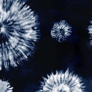 shibori - white circles on indigo blue II - shibori textile pattern
