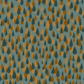 Raindrops - dark blue and brown tones on light gray blue - medium