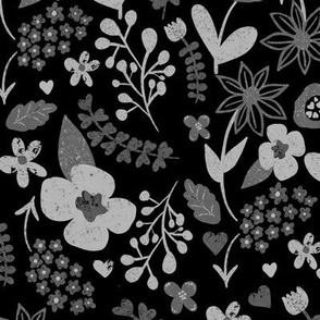 Black and White Sorbet Flower Pattern