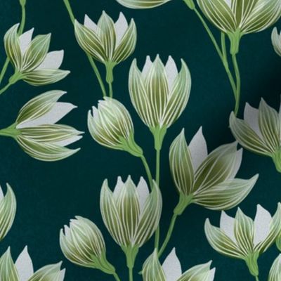 Paper White Floral on Green