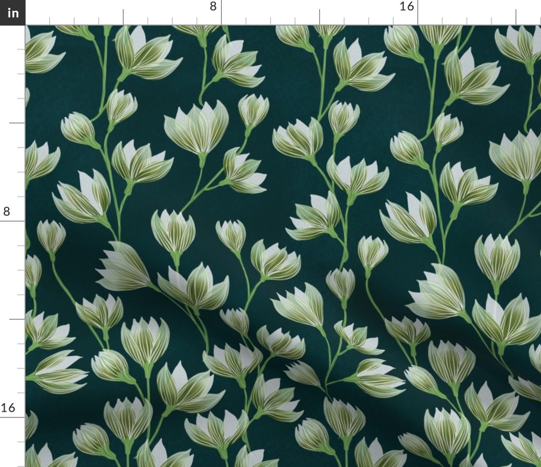 Paper White Floral on Green