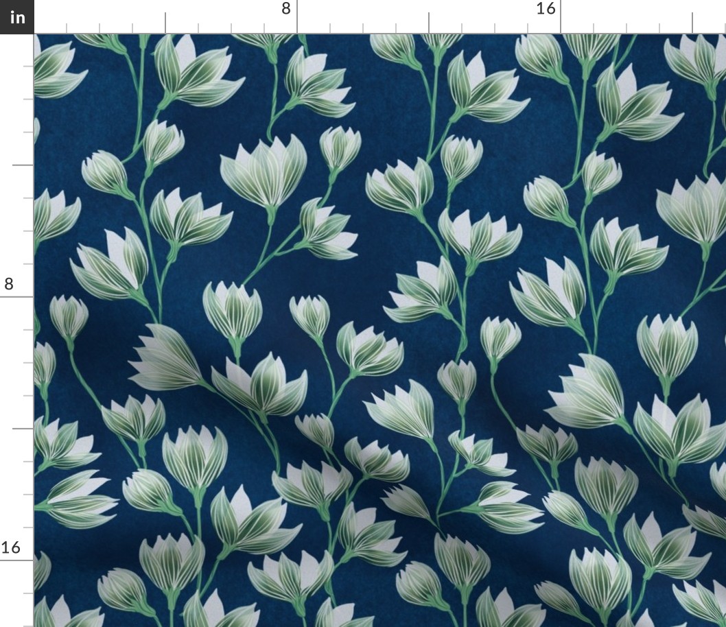 Paper White Floral on Blue