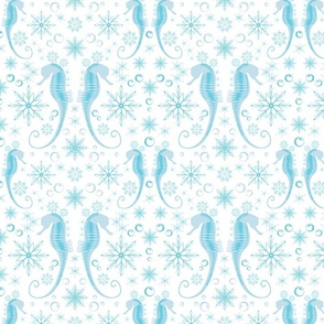 snowflake seahorses - baby blue
