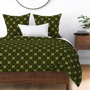 Retro Flower Geometric -  Olive/Green/Chartreuse/Khaki/Deep Green