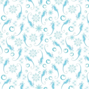 floating snowflake seahorse -baby blue