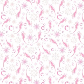 floating snowflake seahorse - baby pink