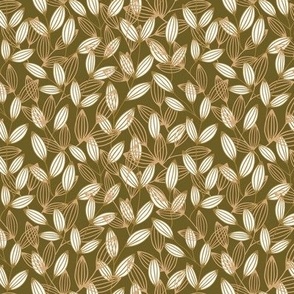 1240 small - Zebrina Vines - Cream and Gold on Olive