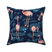 A Flamboyance of Flamingos - pink and blue (LARGE)