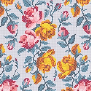 Cross Stitch Roses - Medium