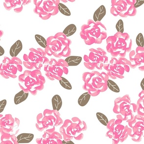 (large) pink roses on white 