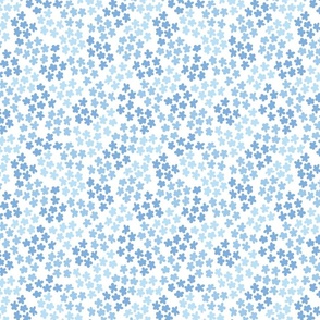 (small) Floral Clusters Blue on White