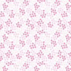 (small) Floral Clusters Pink on White