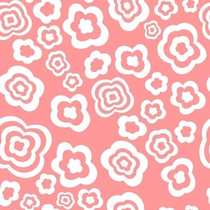 (medium) abstract floral shapes white on light salmon pink